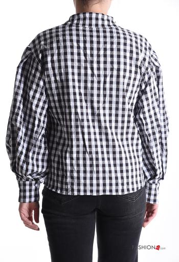 Camicia maniche lunghe maniche a palloncino con colletto Fantasia quadrettata vichy con bottoni - ph 2