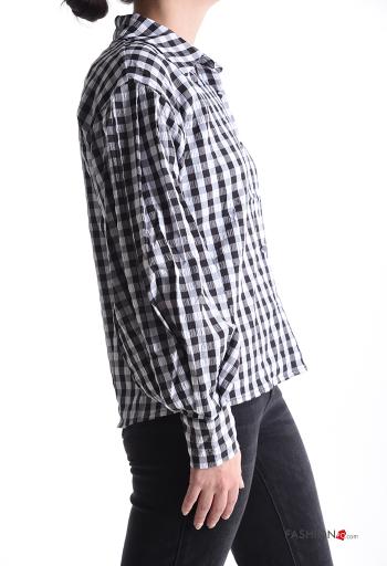 Camicia maniche lunghe maniche a palloncino con colletto Fantasia quadrettata vichy con bottoni - ph 3