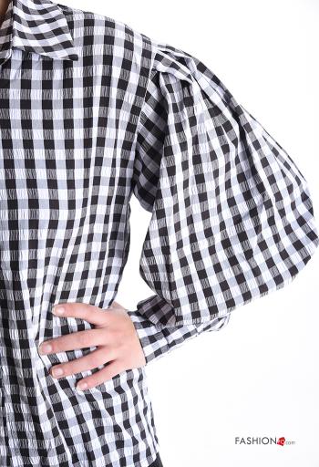 Camicia maniche lunghe maniche a palloncino con colletto Fantasia quadrettata vichy con bottoni - ph 4