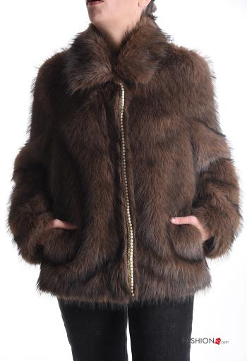 Cappotto con colletto senza fodera con bottoni con perle con strass