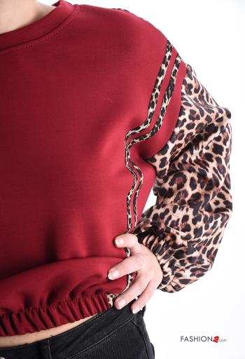 Felpa corto maniche lunghe girocollo Fantasia animalier con elastico - ph 4