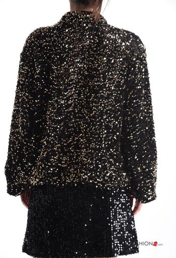 Bomber in velluto con fodera con paillettes con zip - ph 2