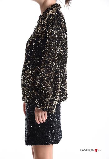 Bomber in velluto con fodera con paillettes con zip - ph 3