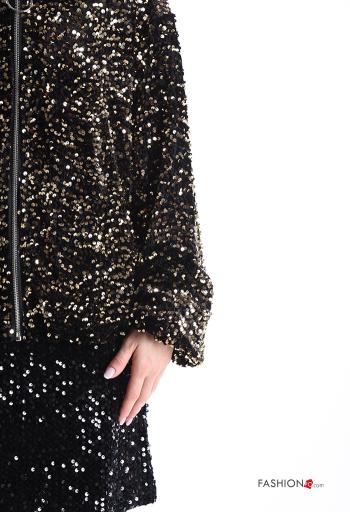 Bomber in velluto con fodera con paillettes con zip - ph 4
