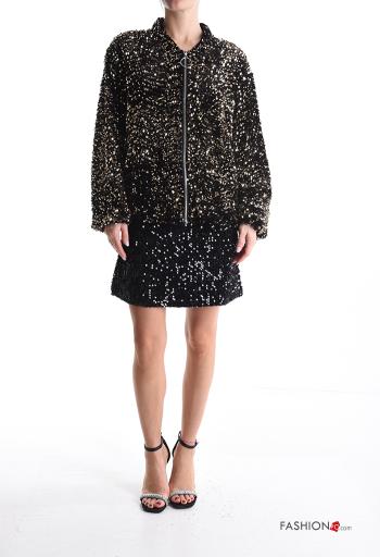 Bomber in velluto con fodera con paillettes con zip - ph 5