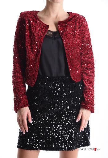 Giacca in velluto maniche lunghe con paillettes