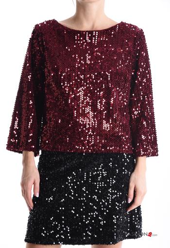 long sleeve crew neck Blouse with sequins - ph 1