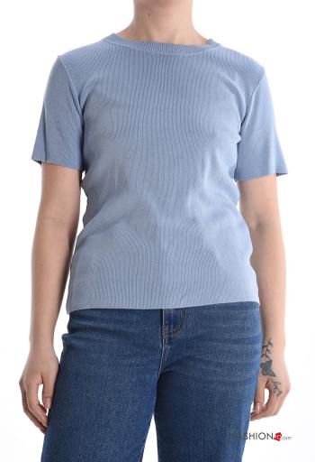 T-shirt maniche corte costine girocollo - ph 1