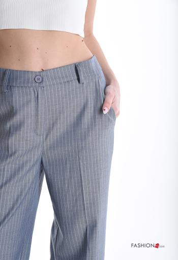 Striped Trousers with buttons with zip with pockets - ph 4