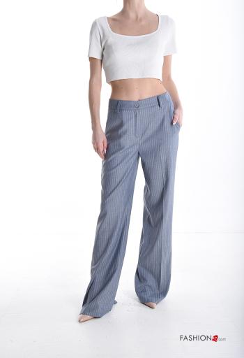 Striped Trousers with buttons with zip with pockets - ph 5