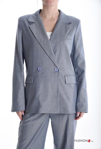 Blazer maniche lunghe Fantasia righe con bottoni con fodera