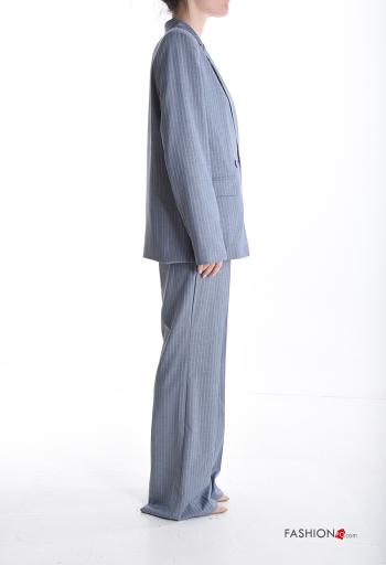 Tailleur Imprimé à rayures avec poches avec doublure à boutons - ph 3