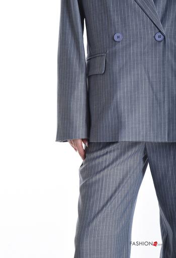 Tailleur Imprimé à rayures avec poches avec doublure à boutons - ph 4