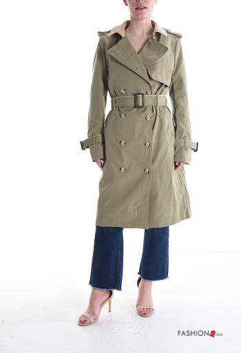 Trench con fibbia maniche lunghe con fodera con bottoni con tasche