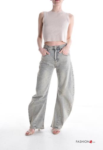 Jeans in Cotone con tasche con bottoni con zip - ph 5