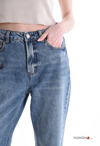 Jeans in Cotone denim wide leg con tasche con bottoni con zip - ph 4