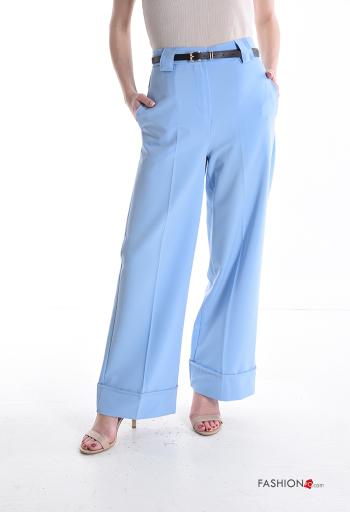 wide leg Hose mit Gürtel mit Reißverschluss mit Taschen mit Knöpfen