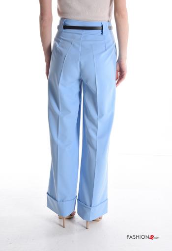 Pantalones wide leg con cinturón con bolsillos con cremallera con botones - ph 2