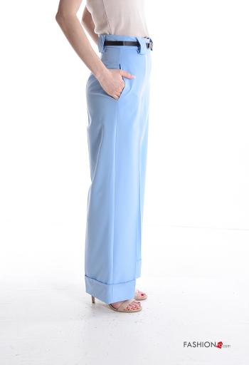 Pantalones wide leg con cinturón con bolsillos con cremallera con botones - ph 3