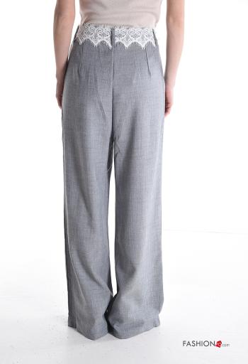 Pantalone pizzo wide leg con tasche con bottoni con zip - ph 2