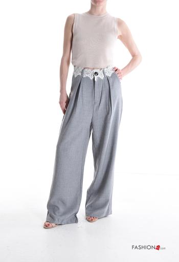 Pantalone pizzo wide leg con tasche con bottoni con zip - ph 5