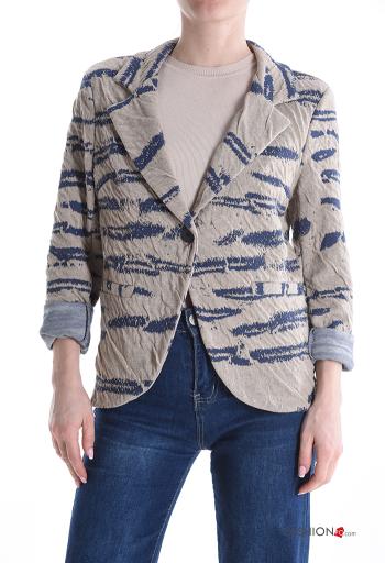 Giacca in Cotone maniche lunghe Fantasia astratta con bottoni senza fodera - ph 1