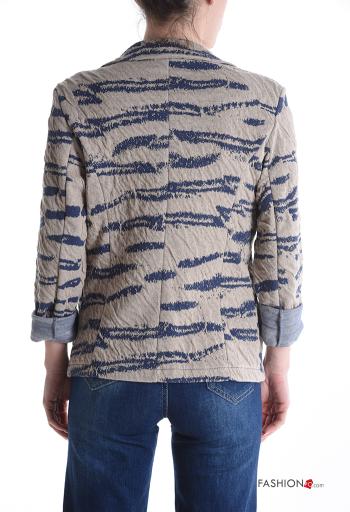 Giacca in Cotone maniche lunghe Fantasia astratta con bottoni senza fodera - ph 2