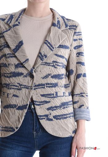 Giacca in Cotone maniche lunghe Fantasia astratta con bottoni senza fodera - ph 4