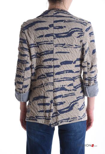 Giacca in Cotone maniche lunghe Fantasia astratta con bottoni senza fodera - ph 2