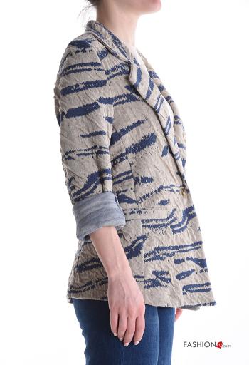 Giacca in Cotone maniche lunghe Fantasia astratta con bottoni senza fodera - ph 3