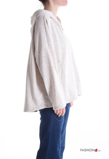Felpa in Cotone maniche lunghe con zip con cappuccio - ph 3