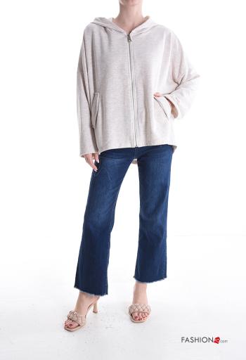 Felpa in Cotone maniche lunghe con zip con cappuccio - ph 5
