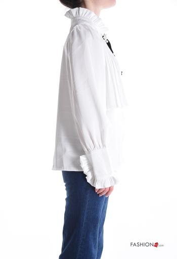 Camicia plissé maniche lunghe a collo alto con strass con fiocco con bottoni - ph 3