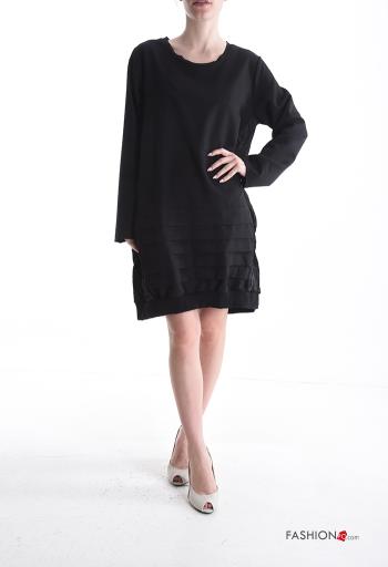 long sleeve crew neck knee-length Cotton Dress