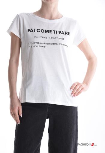 Lettering print short sleeve crew neck Cotton T-shirt
