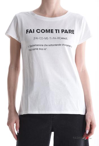 T-shirt em Algodão manga curta gola redonda Padrão escrito - ph 4