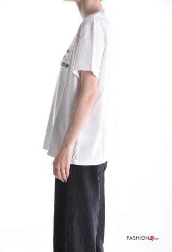 T-shirt in Cotone maniche corte girocollo Fantasia ricamata - ph 3