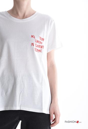 T-shirt in Cotone maniche corte girocollo Fantasia ricamata - ph 4