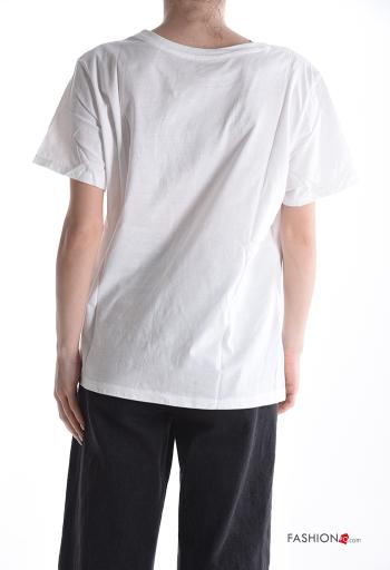 T-shirt in Cotone maniche corte girocollo Fantasia ricamata - ph 2