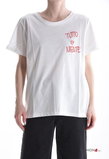 Embroidered short sleeve crew neck Cotton T-shirt