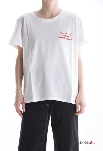 Embroidered short sleeve crew neck Cotton T-shirt