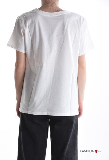 Embroidered short sleeve crew neck Cotton T-shirt - ph 2