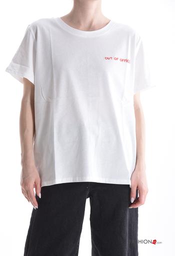 T-shirt in Cotone maniche corte girocollo Fantasia ricamata - ph 1