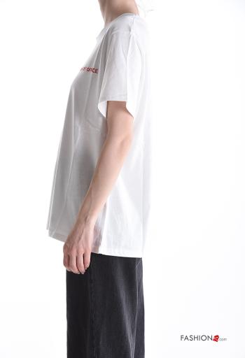 T-shirt in Cotone maniche corte girocollo Fantasia ricamata - ph 3