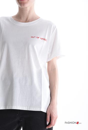 T-shirt in Cotone maniche corte girocollo Fantasia ricamata - ph 4