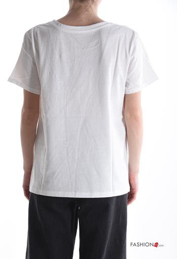 T-shirt in Cotone maniche corte girocollo Fantasia ricamata - ph 2