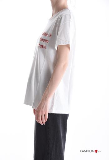 T-shirt in Cotone maniche corte girocollo Fantasia ricamata - ph 3