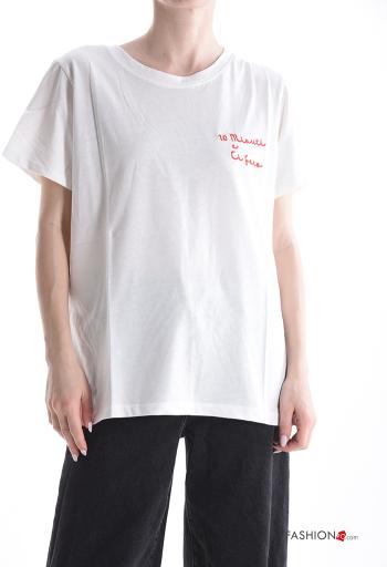 T-shirt in Cotone maniche corte girocollo Fantasia ricamata - ph 1