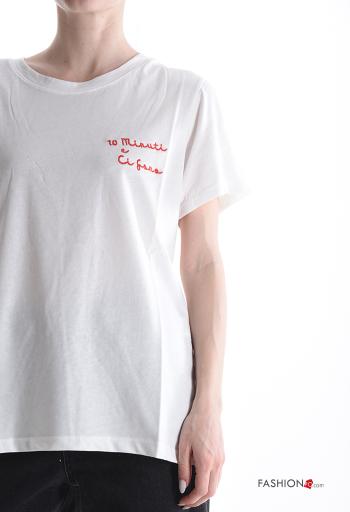 T-shirt in Cotone maniche corte girocollo Fantasia ricamata - ph 4