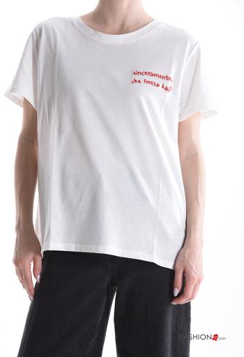 Embroidered short sleeve crew neck Cotton T-shirt
